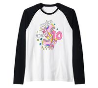 Rolling Into 10 Birthday Roller Skater Boys Girls Kids Bday Manche Raglan