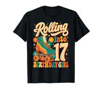 Rolling Into 17 Years Old Roller Skating Girl 17th Birthday T-Shirt