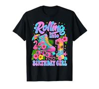 Rolling Into 1st Birthday Girl Tropical Roller Skate Party T-Shirt