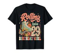 Rolling Into 29th Birthday Girl Floral Roller Skate Party T-Shirt