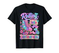 Rolling Into 3 Years Old Roller Skating Girl 3rd Birthday T-Shirt