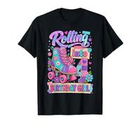 Rolling Into 4 Years Old Roller Skating Girl 4th Birthday T-Shirt