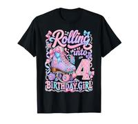 Rolling Into 4th Birthday Girl Coquette Roller Skate Party T-Shirt