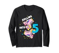 Rolling Into 5 Birthday Roller Skater pour garçons, Filles et Enfants Manche Longue