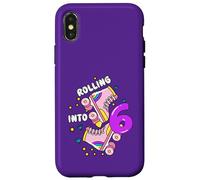 Rolling Into 6 Birthday Roller Skater pour garçons, Filles et Enfants Coque pour iPhone X/XS