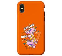 Rolling Into 7 Birthday Roller Skater pour garçons, Filles et Enfants Coque pour iPhone X/XS