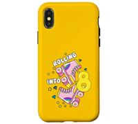 Rolling Into 8 Birthday Roller Skater pour garçons, Filles et Enfants Coque pour iPhone X/XS