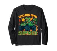 Rolling Into Summer Dinosaure Monster Truck Beach Kids 2025 Manche Longue