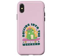 Rolling Into The Weekend Skateboard Grenouille Kawaii Mignon Drôle Coque pour iPhone X/XS