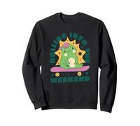 Rolling Into The Weekend Skateboard Grenouille Kawaii Mignon Drôle Sweatshirt