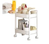 Rolling Kitchen Cart - 2-Tier Waterproof Anti-Slip Utility Trolley | Quick-Drying Shelves for Skincare, Sauce Bottles, Small Storage, Bedroom, Bathroom, Kitchen, Home Organisation, Portable Mobile Car