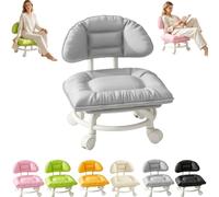 Rolling Low Stool with Backrest,Comfort Padded Seat & 360 Silent Casters | 360° Stool with Wheels,Swivel Chair with Swivel Casters,Ergonomic Design with Cushion,Dual-Layer Frame for Home,Office,Shop