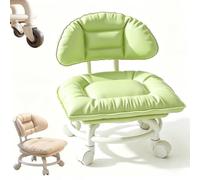 Rolling Low Stool with Backrest, Padded Rolling Stool with Backrest (Green)