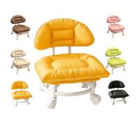 Rolling Low Stool with Backrest,Padded Seat & 360° Swivel Silent-Glide Chair,Rolling Backrest Chair with Wheels for Home,Office,Shop,Garage,Library,Workshops