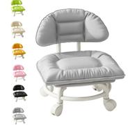 Rolling Low Stool with Backrest,Padded Seat & Silent Casters,360° Swivel