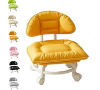 Rolling Low Stool with Backrest,Padded Seat & Silent Casters,360° Swivel | 360° Swivel Silent Glide Chair,Cloud Comfort Swivel Stool with Back,Rolling Backrest Chair with Wheel for Home,Office,Library