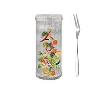 Rolling Panier de barbecue avec fourchette, panier tournebroche universel, panier rond en acier inoxydable, feu de camp, grille de barbecue, pour barbecue extérieur, frites, accessoires de cuisson, 1