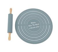 Rolling Pin and Pastry Baking Mat Set, Non Stick French Rolling Pin Silicone Baking Mat Dough Roller Set for Pizza, Fondant, Pastry (Gray)