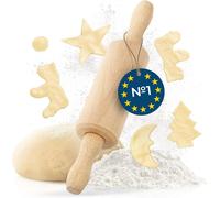 Rolling Pin-Rolling Pin With Metal Axis-Dough Roller As A Pastry Accessory-Beech Wood Dough Roller For Rolling Dough-Made In Eu (22.5x4.5x4.5cm)