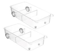 Rolling Refrigerator Organizers Bins 2PCS BPA Free Clear Fridge Drawer with Dividers 3 Compartments Pull out Food Storage Containers for Egg Fruit Vegetable Drinks Meat