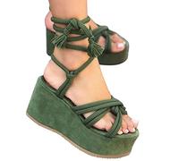 Rolling Soft Chaussures Femme Bleu Respirantes Bout Ouvert Sangle pour Femme avec Talon et Chaussures de Printemps à Talon Haute Chaussures Hautes Femmes Sexy 43, vert, 39 EU
