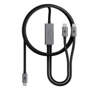 Rolling Square inCharge Cerbero - Câble USB C Chargeur Rapide 2en1 Essential 100W, 1,5 m - Câble à Double Sortie en Nylon Tressé, Chargeur USB C pour PC, Téléphone, Tablette, Ecouteurs - Noir