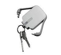 Rolling Square TAU - Power Bank avec Porte Clé, 5V Batterie Externe Portable avec Cable USB c et Cable Lightning + Micro USB - Powerbank USB c, Batterie Charge Externe, Magnétique et Compacte, Blanc