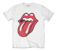 Rolling Stones T-Shirt Classique pour Homme avec des encres Douces pour la Main, Blanc, L