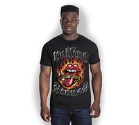 Rolling Stones - T-Shirt # M Black Unisex # Flaming Tattoo Tongue [Import]