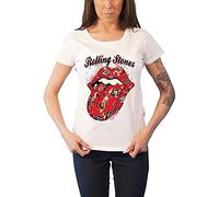 Rolling Stones T-Shirt Tattoo Flash pour Femme, Blanc, 40 FR