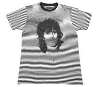 Rolling Stones Tee-Shirt Keith rayé Officiel Unisexe Noir et Blanc, Blanc, L