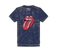 Rolling Stones The T Shirt Classic Tongue Logo Officiel Homme Bleu Snow Wash Size S