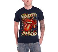 Rolling Stones Tongue & Stars officiel Homme nouveau Bleu T Shirt, Bleu - Bleu (marine), Large
