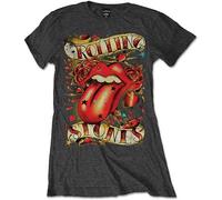Rolling Stones - the - T-Shirt # XXL Ladies Grey # Tongue & Stars [Import]
