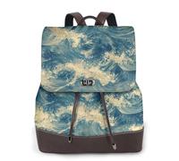 Rolling Waves Sac à dos de voyage tendance pour femme, sac à dos décontracté, sac à dos en cuir imprimé pour femme pour le travail