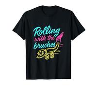 Rolling with the Brushes Neon Artist Humour Graphic T-Shirt