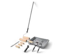 ROLLINGDOG Kit de 15 Outils de Peinture, Pinceaux et Rouleaux Peinture Murs et Plafonds - Mini Rouleau de 10,2 cm, Rallonge de Segment de Poignée, Mélangeur de Peinture