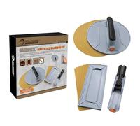 ROLLINGDOG Ponceuse à main, ponceuse d'angle, ponceuse radiale, ponceuse rectangulaire, avec 12 feuilles de papier abrasif en maille d'oxyde (2 pièces de chaque grain 80, 120, 240) pour le nettoyage