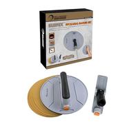 ROLLINGDOG Ponceuse ronde pour cloison sèche - Bloc de ponçage radial avec 6 pièces de papier abrasif en oxyde pour le nettoyage et le polissage du bois et du métal