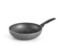 RollitPop Wok Poêle anti-adhésive professionnelle fabriquée en Italie, gamme Vulcania, avec revêtement effet pierre, poignée ergonomique (Ø 28 cm)