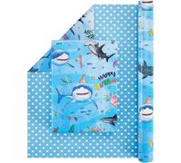 Rollo De Papel De Regalo De Doble Cara Con Diseño De Tiburón, 1 Rollo 43 Cm X 10 M, Papel De Regalo De Cumpleaños Para Cumpleaños De Océano, Papel De Regalo Para Niños, Diseño De Lunares