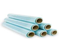 Rollo Film Elástico de Plástico Estirable Transparente 70% Reciclado de 50 cm Extensible Hasta 300 Metros de Largo Protector de Embalaje Industrial Resistente para Embalar y Paletizar (6 Rollos)