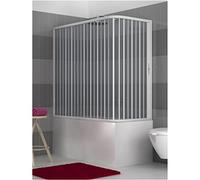 ROLLPLAST Cabine de baignoire en PVC à soufflet 2 côtés Porte Unique 70 x 160/170 x H150 cm