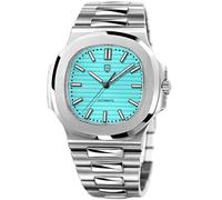 RollsTimi Montre pour Homme Paganini Design PD-1728 Bleu Ciel Boîtier en Acier Inoxydable de 40 mm Verre Saphir synthétique Chronographe mécanique à remontage Automatique ST16