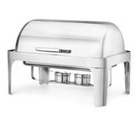 HENDI Chauffe-Plats de Buffet (Chafing Dish) avec Couvercle Rolltop 180°, Bain-Marie Professionnel GN 1/1, Supports pour Combustible et Chauffage Électrique, 9 L, 660x490x(H) 460mm, INOX