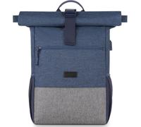 Rolltop Sac à dos pour ordinateur portable 17,3"" pour homme,pour université,affaires,vélo,voyage,école,adolescent,bleu gris S33-bluegray