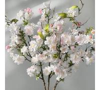 ROLLWAY Lot de 3 Branches de Cerisier artificielles 80cm Fleur Cerisier Japonais Artificiel Cerisier Fausse Fleur Bouquet Decorative pour Décoration d'intérieur, Mariage, Table Blanc Rose