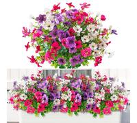 ROLLWAY Lot de 6 paquets de fleurs artificielles comme de vraies fleurs artificielles pour balcon, printemps, extérieur, balcon, résistant aux intempéries, en soie, pour l'intérieur et l'extérieur