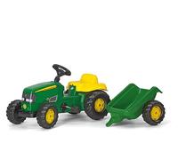 Rolly Toys 012190 - rollyKid John Deere (avec remorque, direction à plateau tournant, âge 2,5 - 5 ans, attelage arrière), vert, 134.0 x 52.0 x 47.0 cm