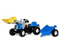 Rolly Toys - 02 392 9 - Tracteur À Pédales - Rollykid New Holland T 7040 + Remorque + Pelle Avant, Bleu